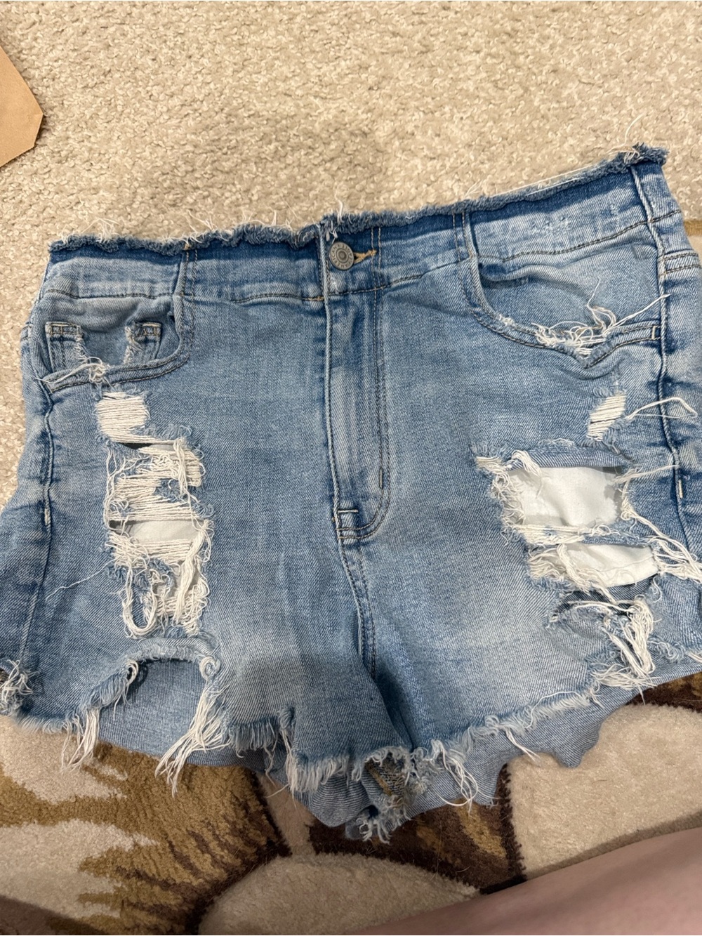 American Eagle Super Hi-Rise Shortie Super Stretch Denim Shorts Size 10